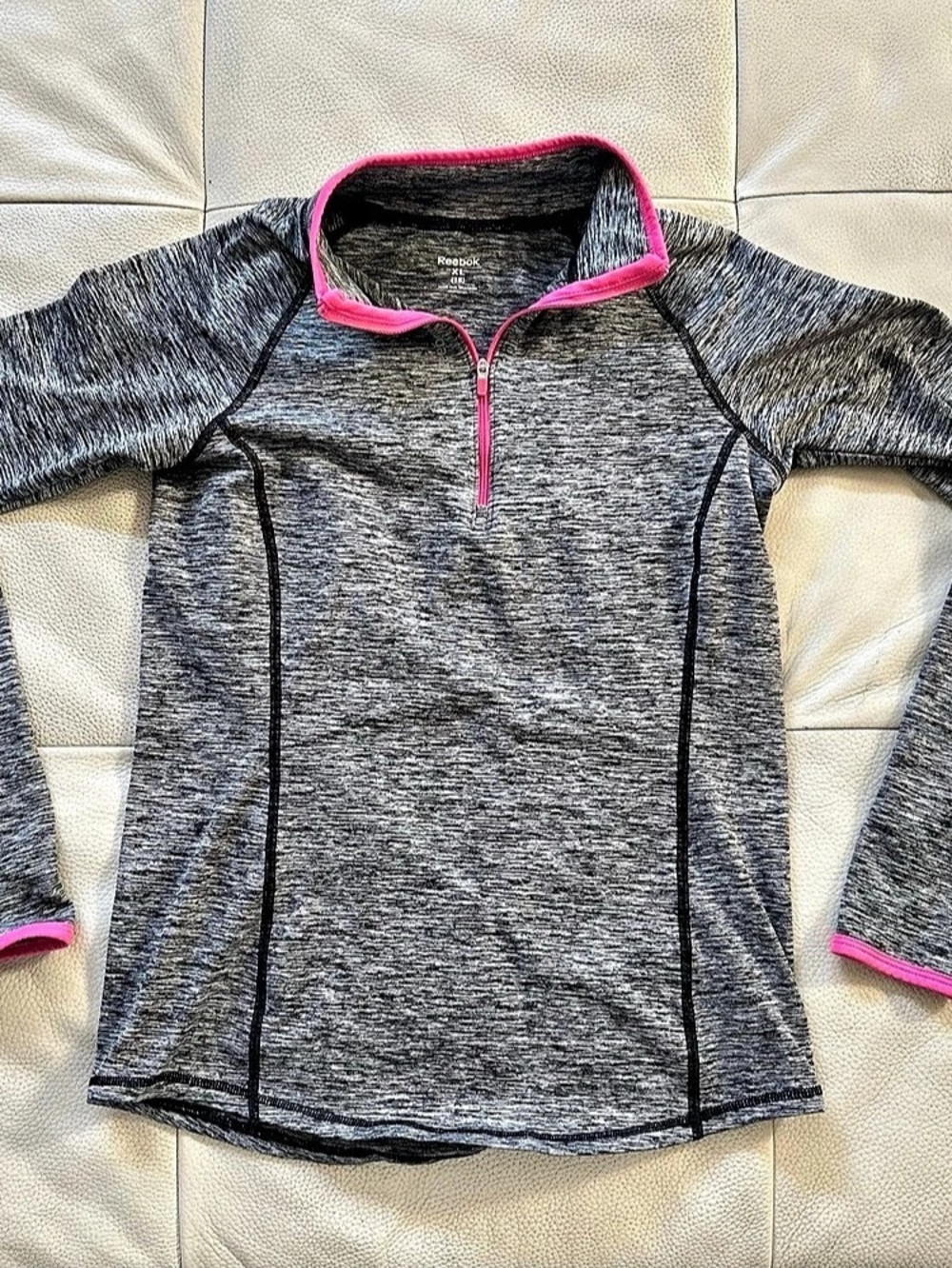 Reebok Kids Quarter-Zip Athletic Top Gray & Pink Size XL/16